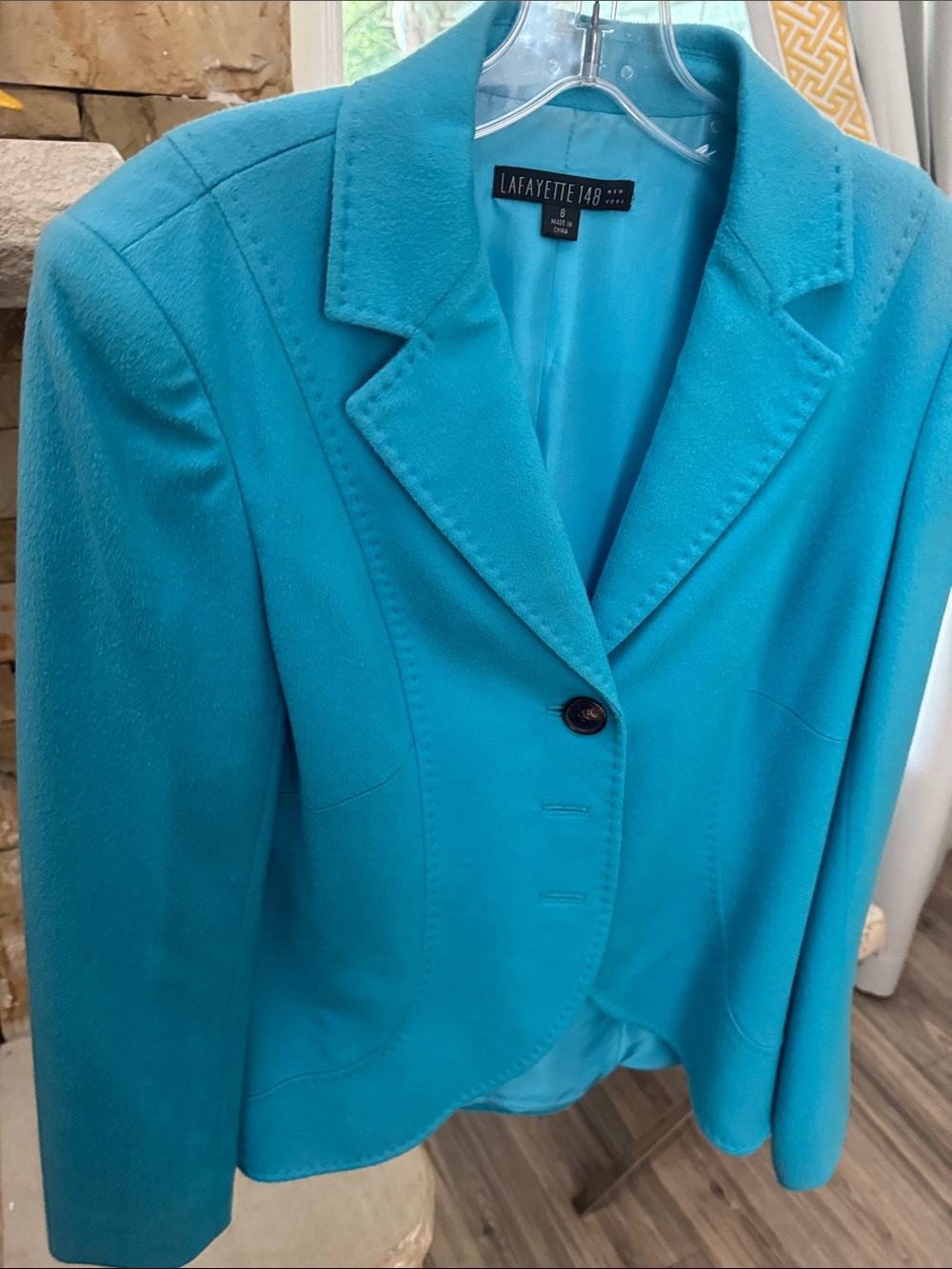 Lafayette 148 New York Vibrant Turquoise Cashmere Tailored Blazer